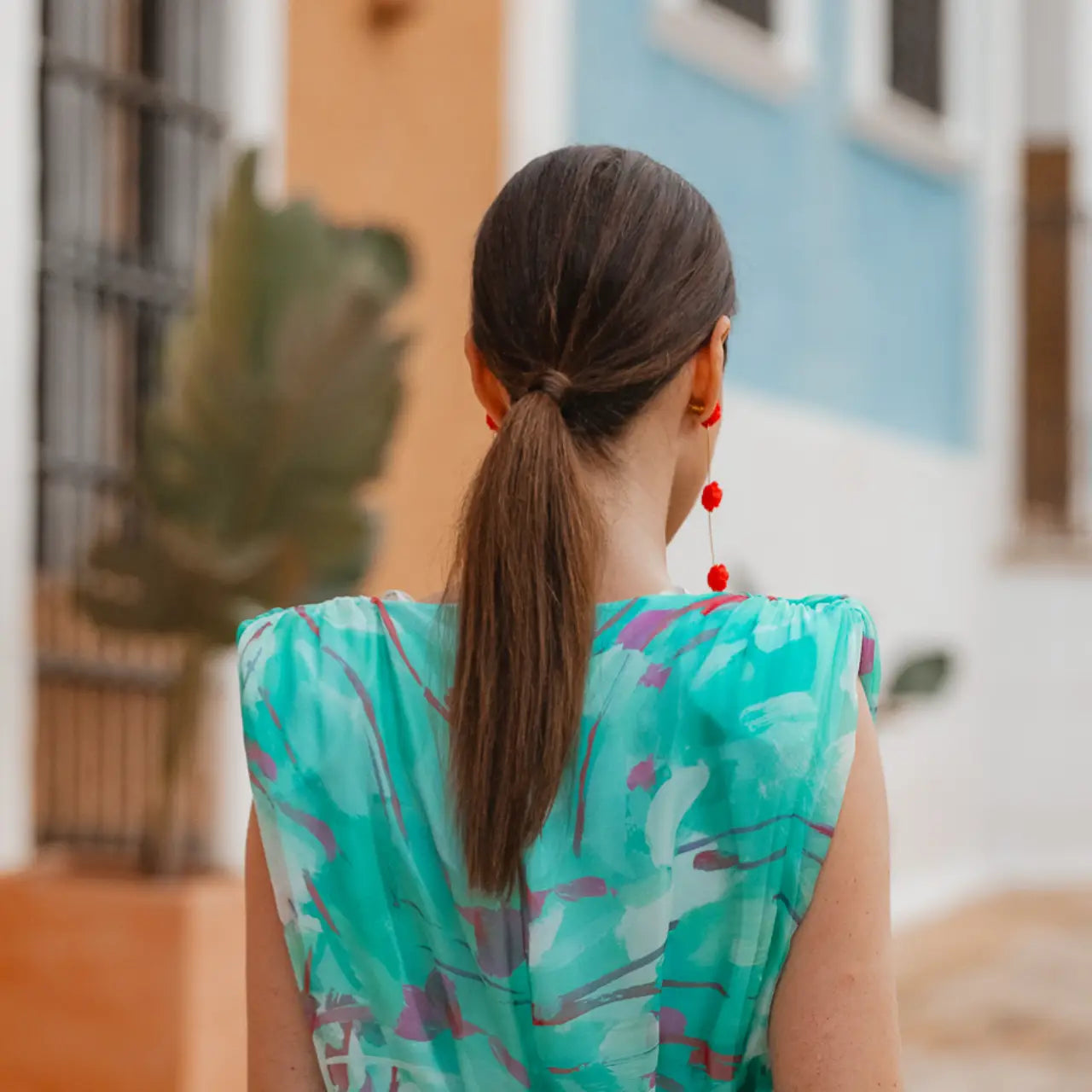 Pendientes Rociera 3 Flores Rojo