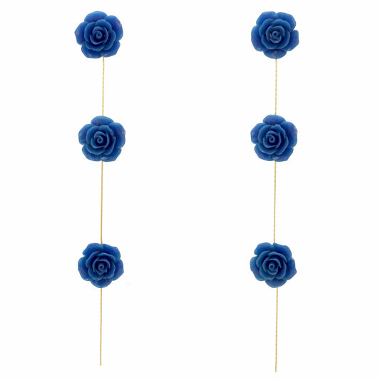 Pendientes Rociera 3 flores Ed. Limitada Azul