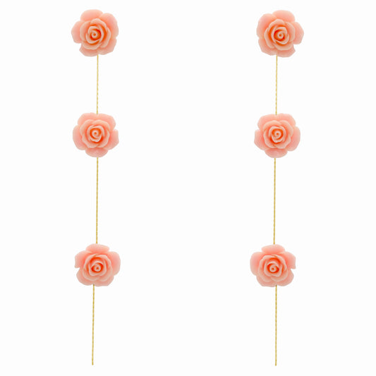 Pendientes Rociera 3 flores Ed. Limitada Rosa salmón
