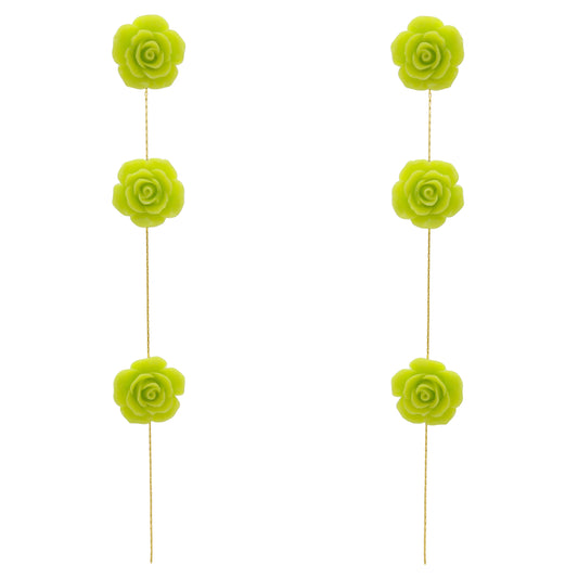 Pendientes Rociera 3 Flores Ed. Limitada Verde Lima