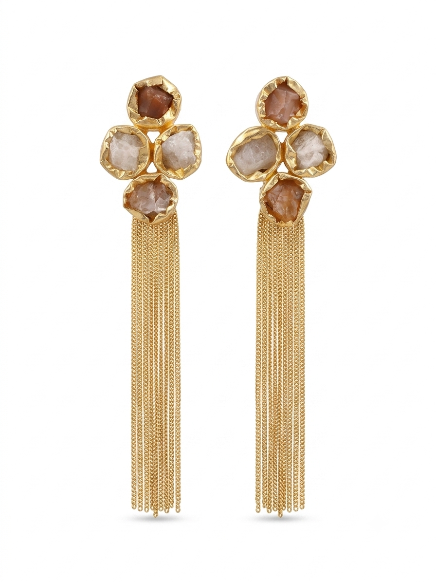 Pendientes Safi Rough Flecos Naranja y Blanco