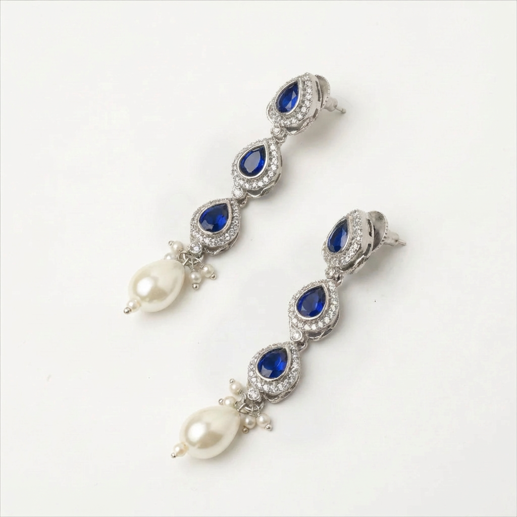 Pendientes Vintage Varnay Ed. Limitada Shine Plata Azul