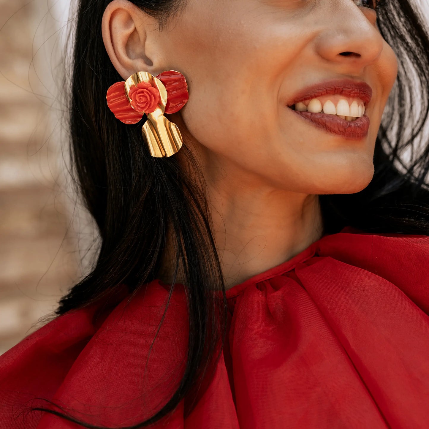 Pendientes Amapolas de Fuego Rojo