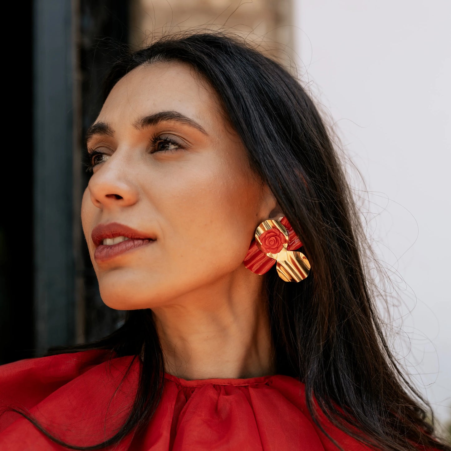 Pendientes Amapolas de Fuego Rojo