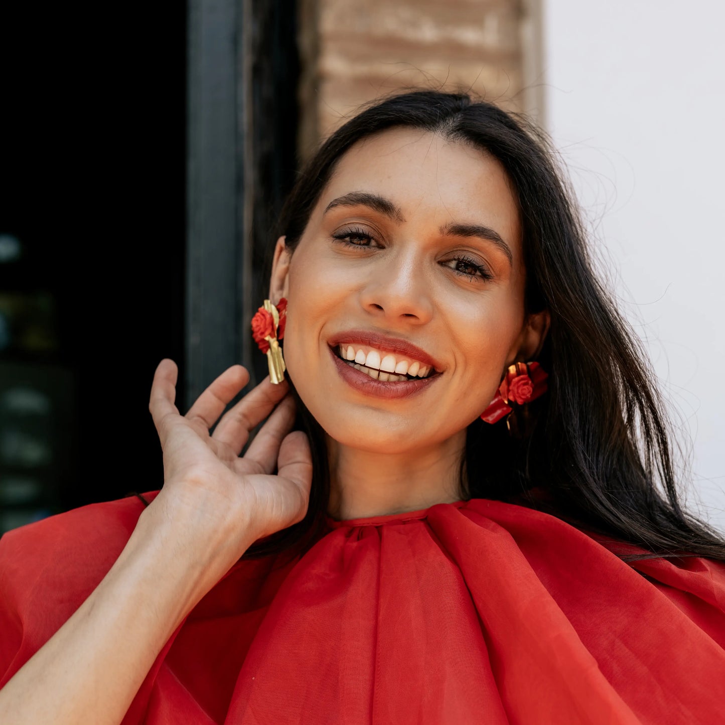Pendientes Amapolas de Fuego Rojo