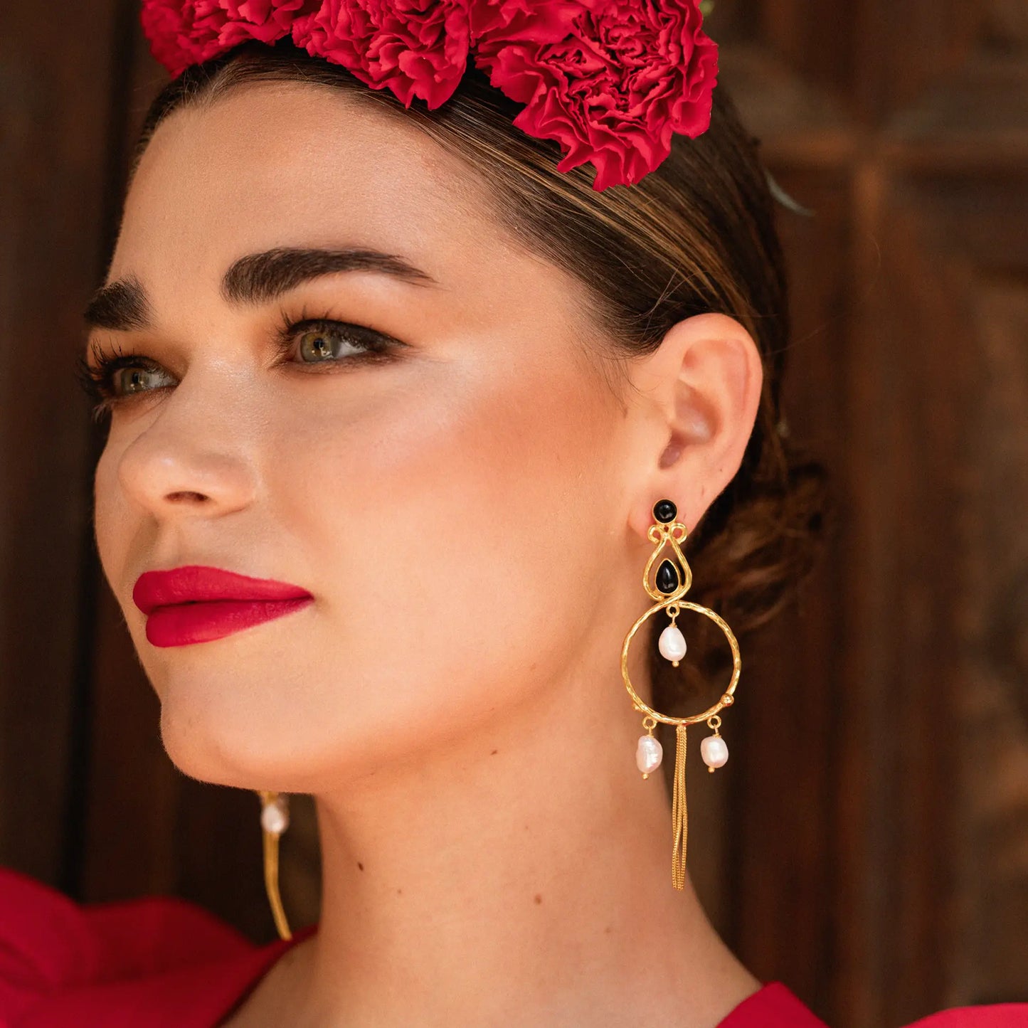 Pendientes Anelia Negro y Perlas