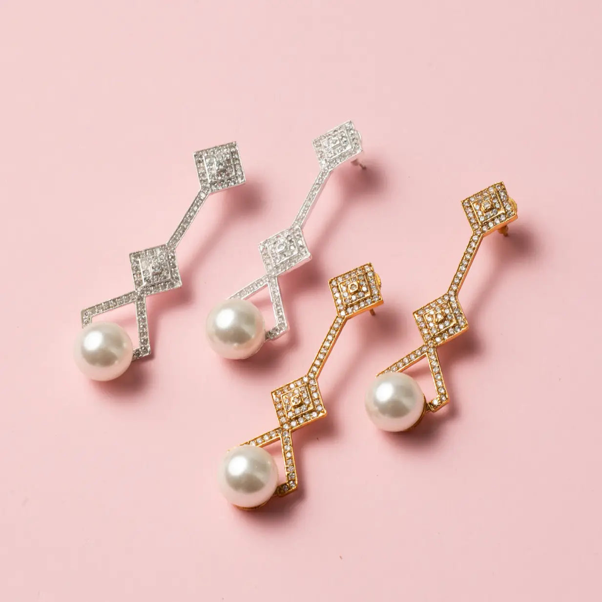 Pendientes Art Déco Shine Perla