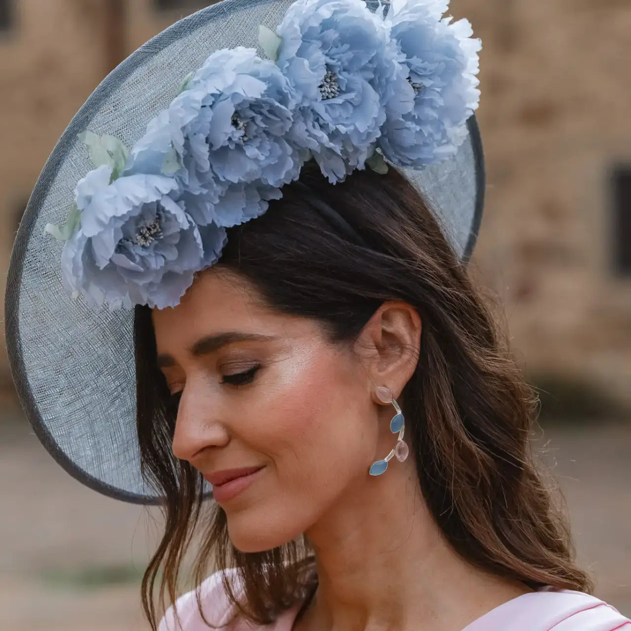 Pendientes Aura Plata Rosa Cuarzo y Azul