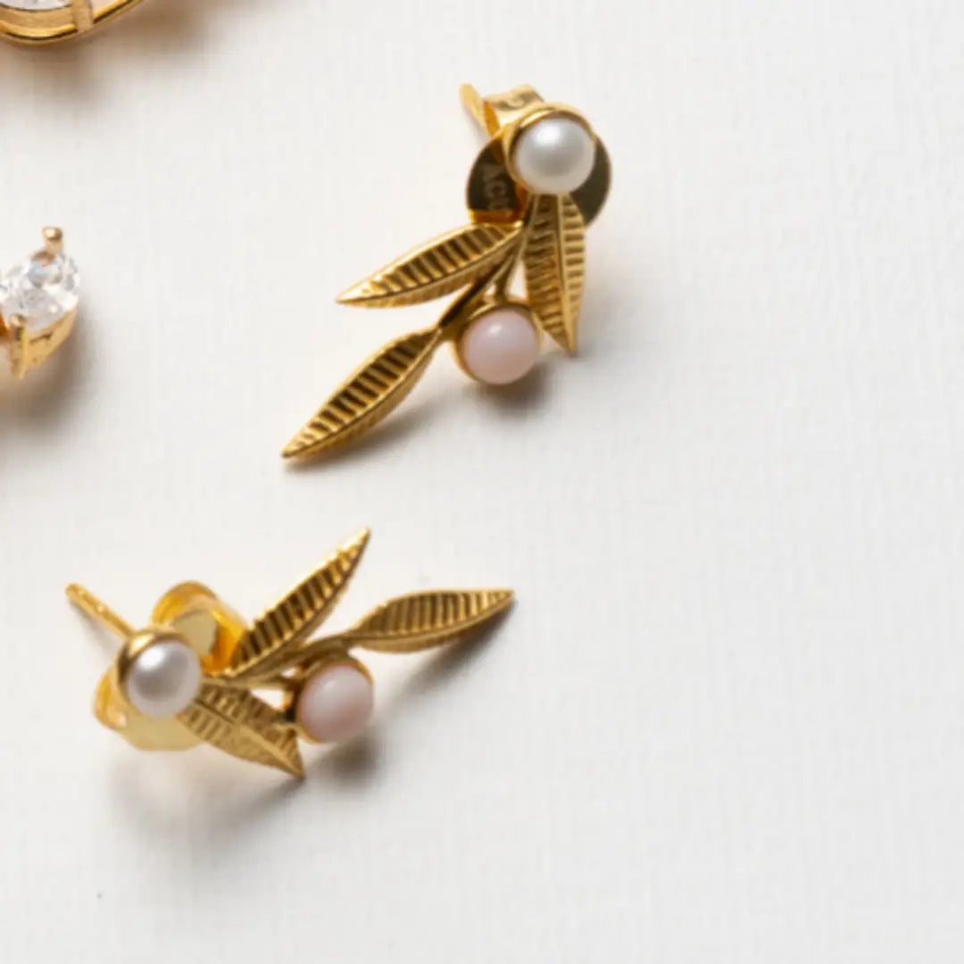 Pendientes Bloom Perla y Rosa