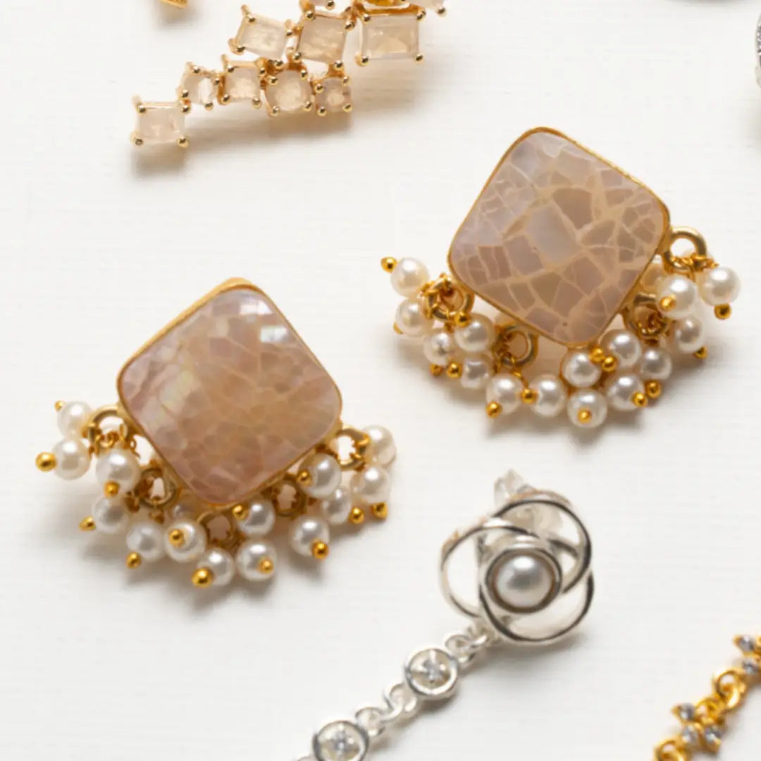 Pendientes Bosra Rosa perlas