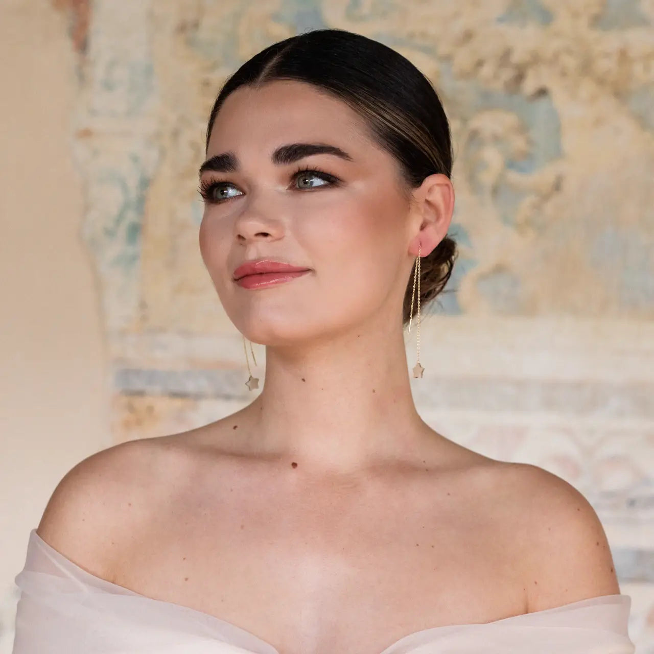 Pendientes Cadena Astrea Blanco nácar