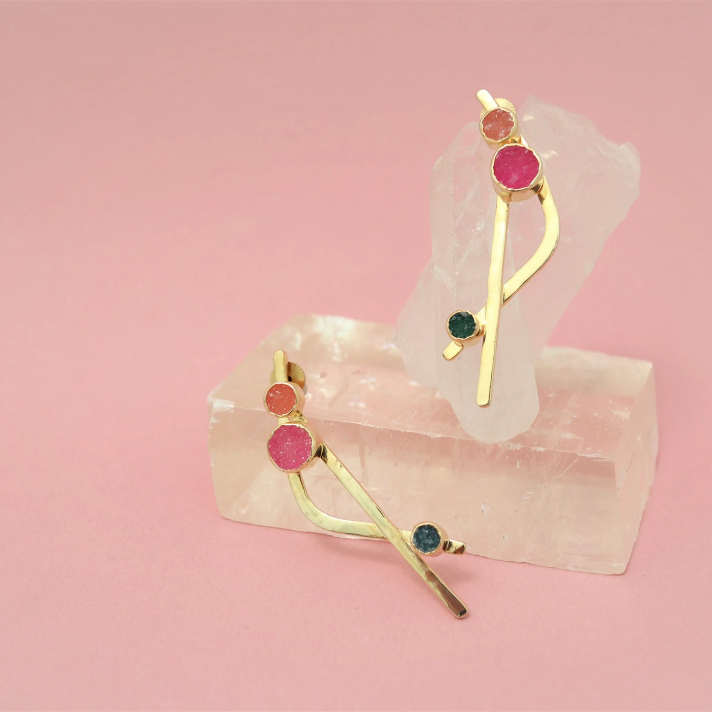 Pendientes Callao Naranja. Fucsia y Verde
