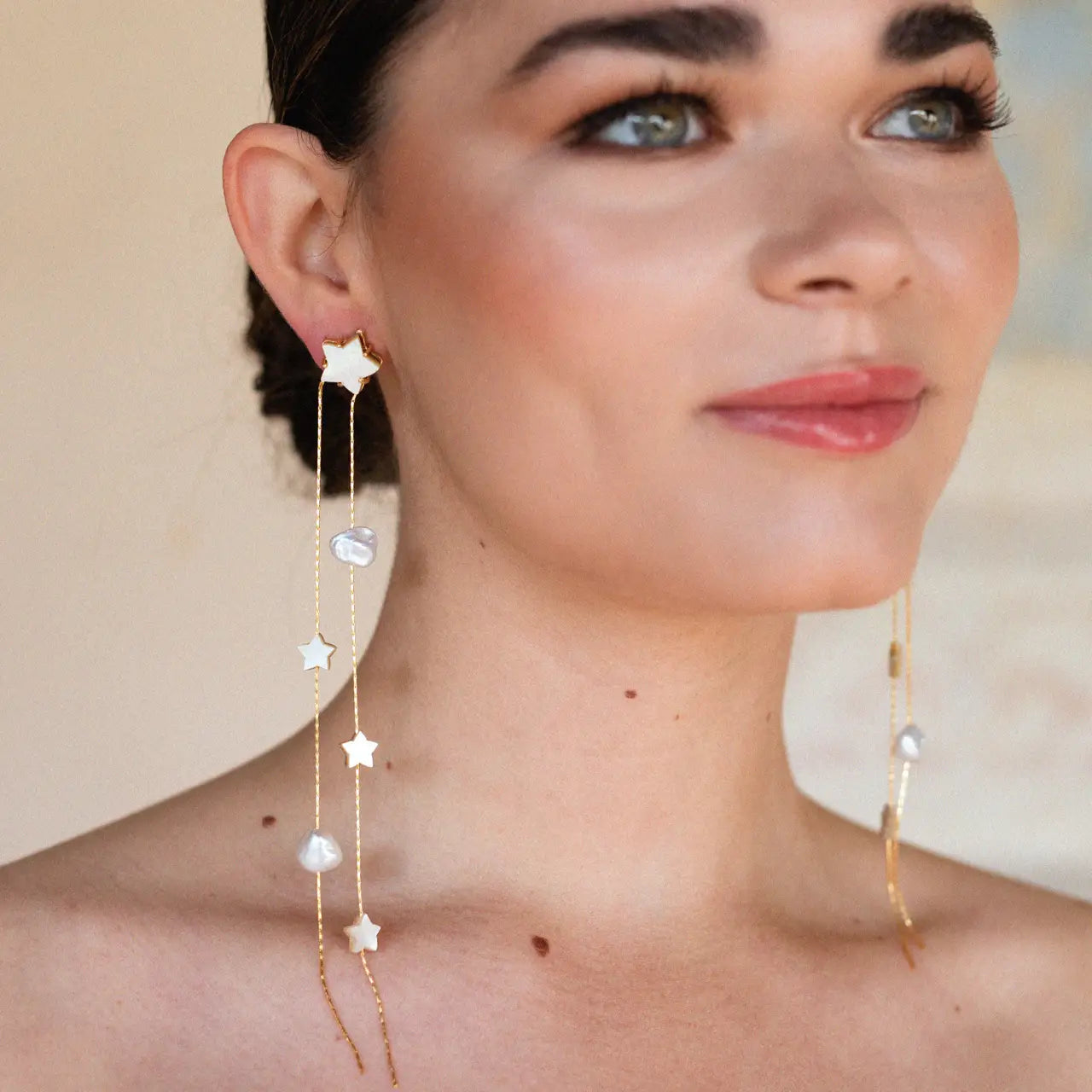 Pendientes Cascade Star Perlas y nácar