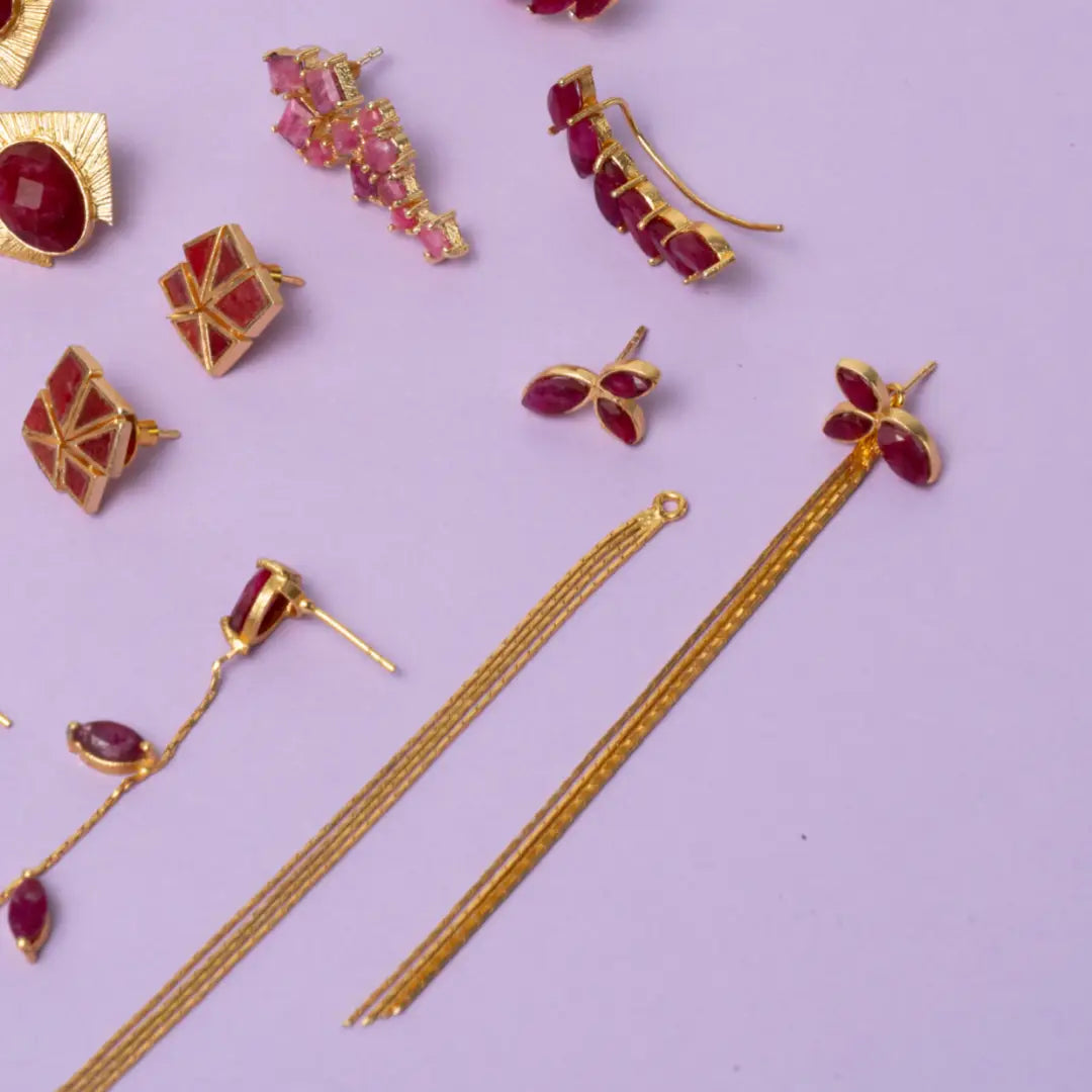 Pendientes Centella Desmontables Rubí