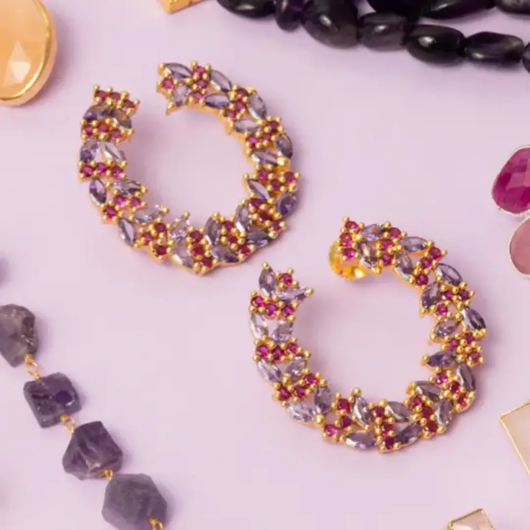 Pendientes Cluny Morado y Fucsia