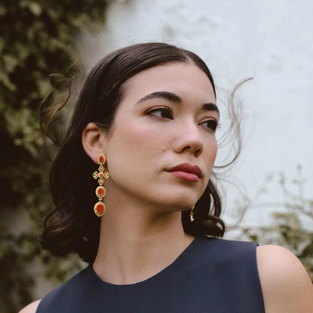 Pendientes Cruz Fuego Andaluz Rojo