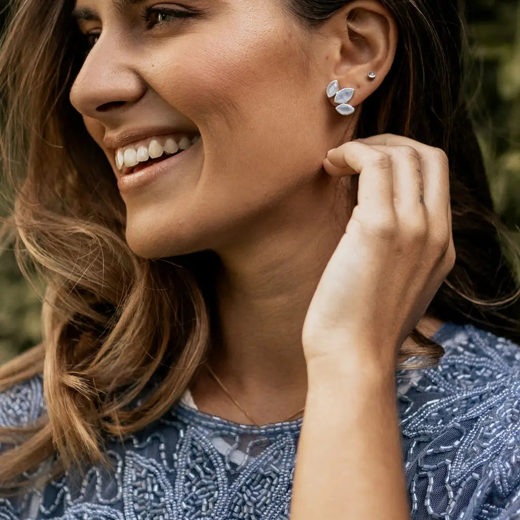 Pendientes Daisy Big Plata Azul Claro