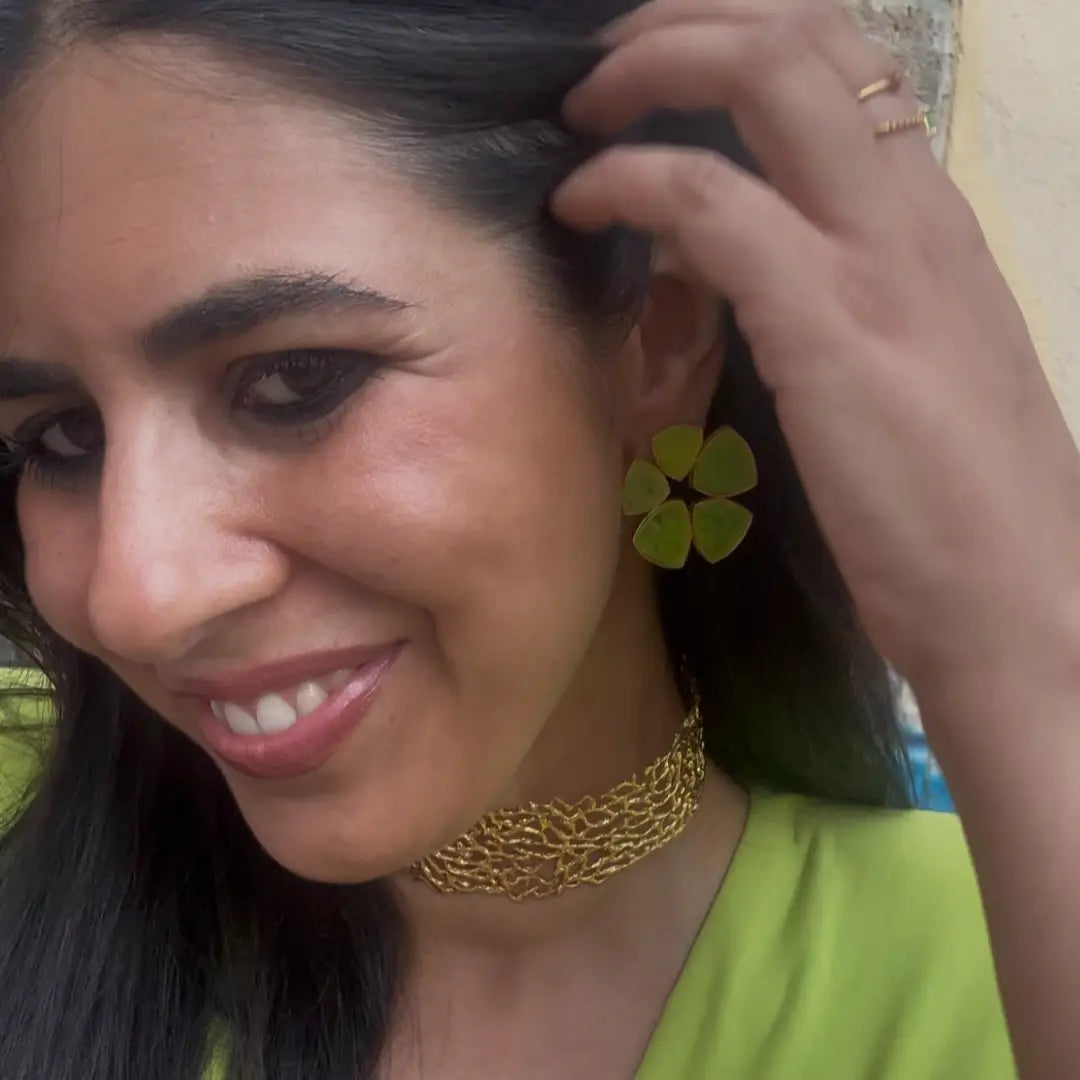 Pendientes Flor Batres Ed. Limitada Verde Lima