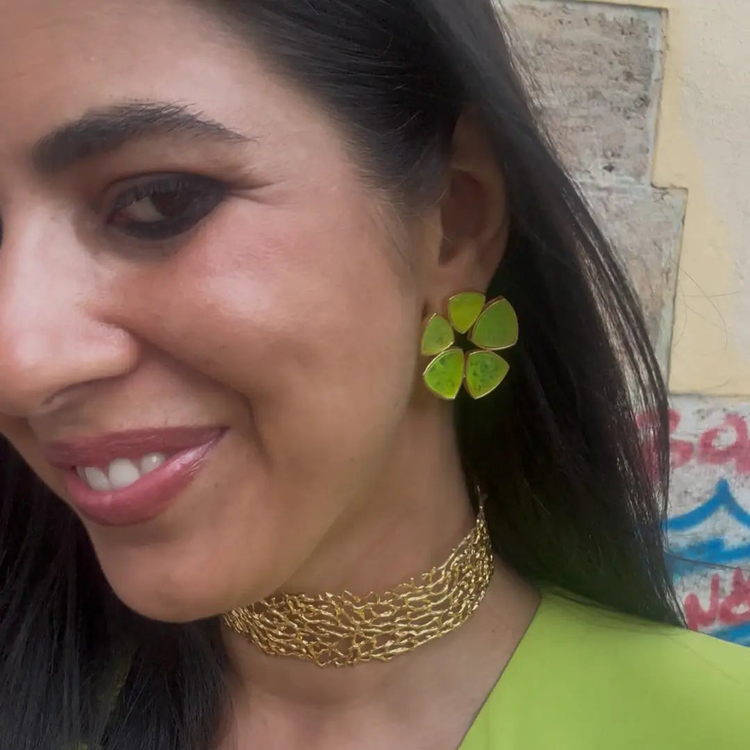 Pendientes Flor Batres Ed. Limitada Verde Lima