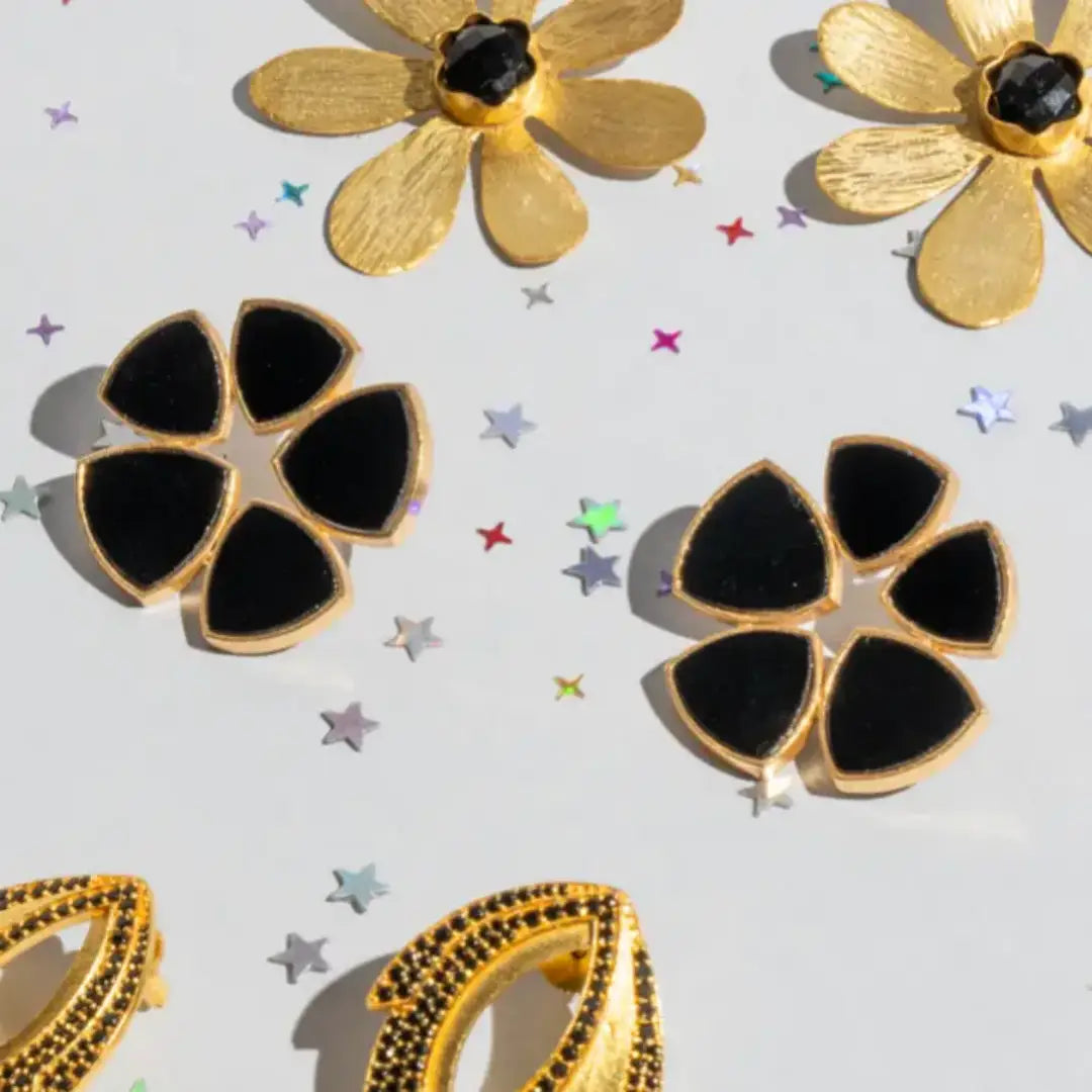 Pendientes Flor Batres Negro