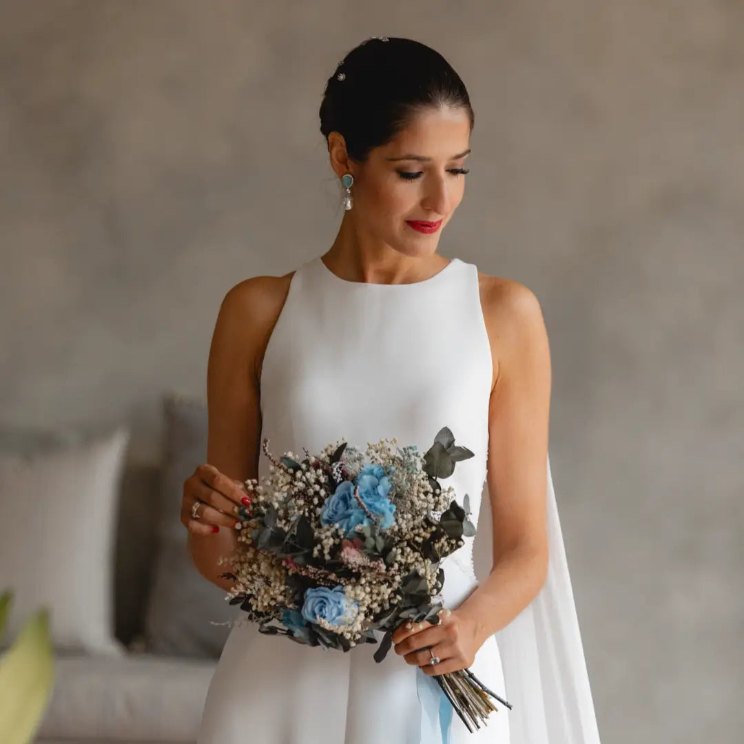 Pendientes Galera Plata Azul claro y Perla