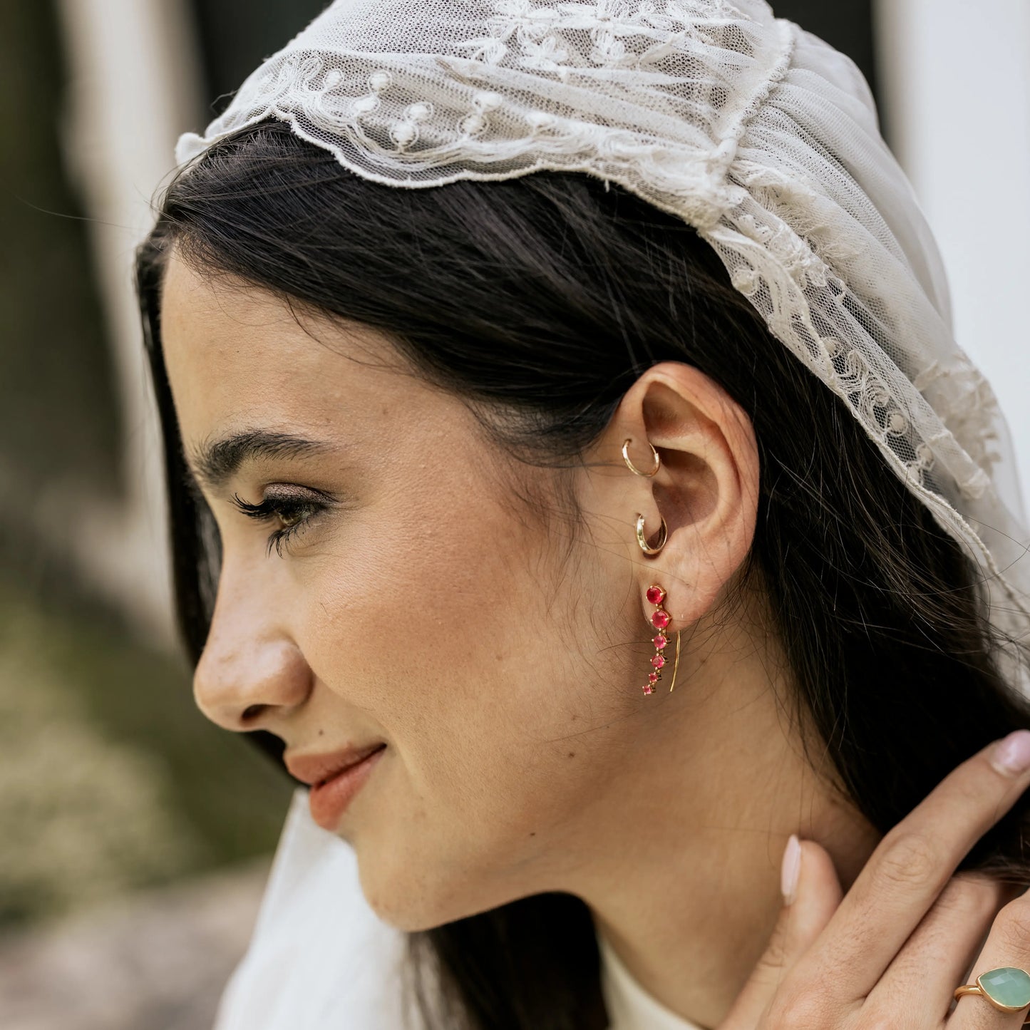 Pendientes Glam Trepadores Rubí