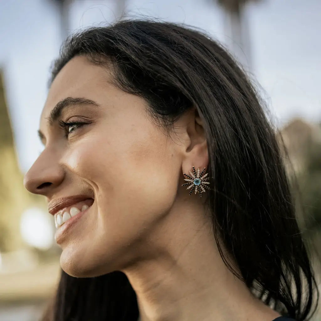 Matrix Pendientes Estrella Polaris Azul, Negro y Shine