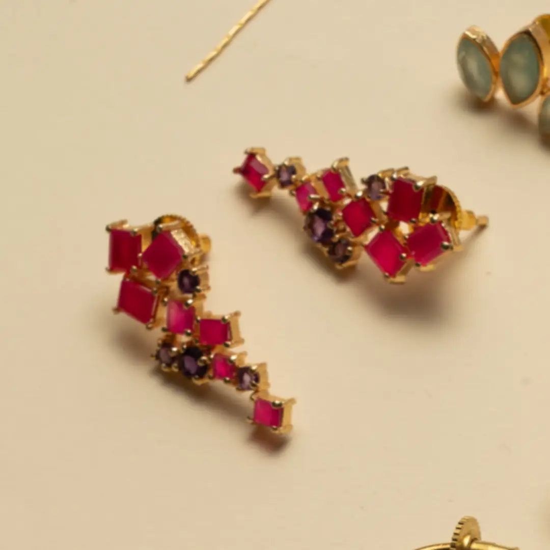 Pendientes Mysore Fucsia y Morado