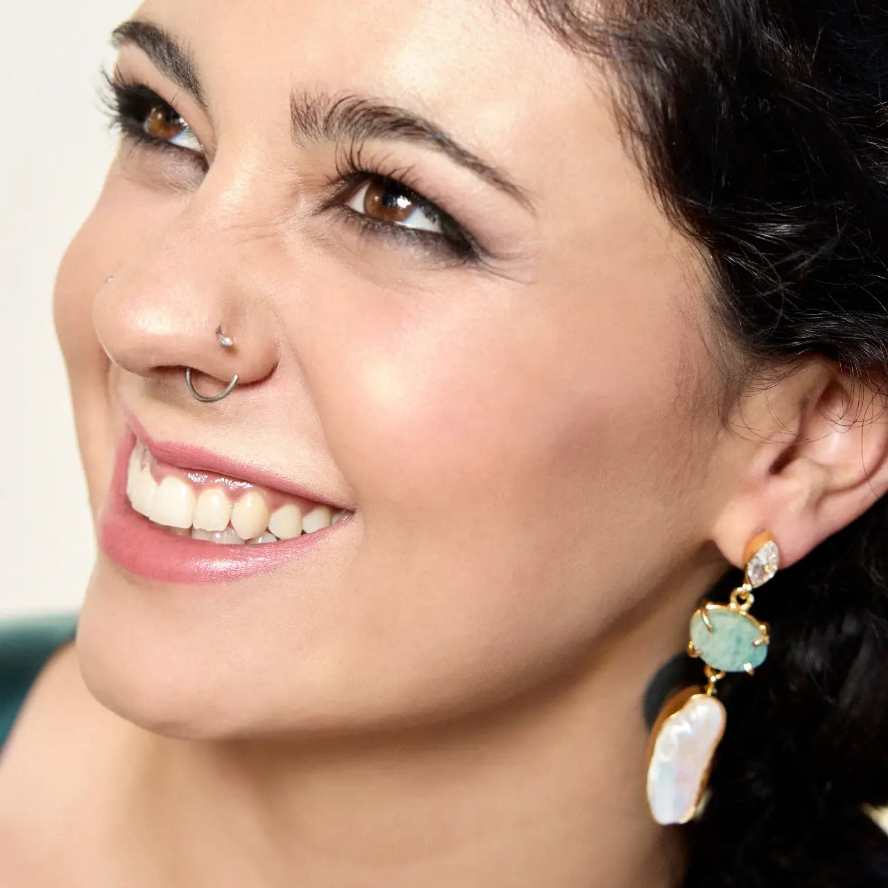 Pendientes Nula Amazonita y Perla