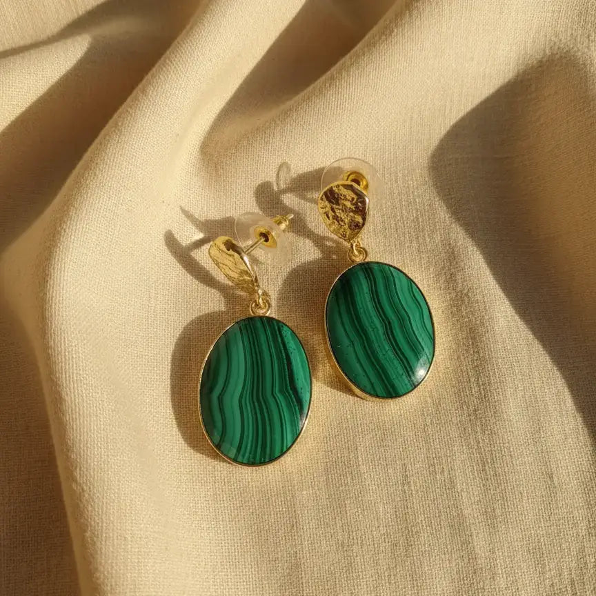 Pendientes Ovals Ed. Limitada Verde Malaquita