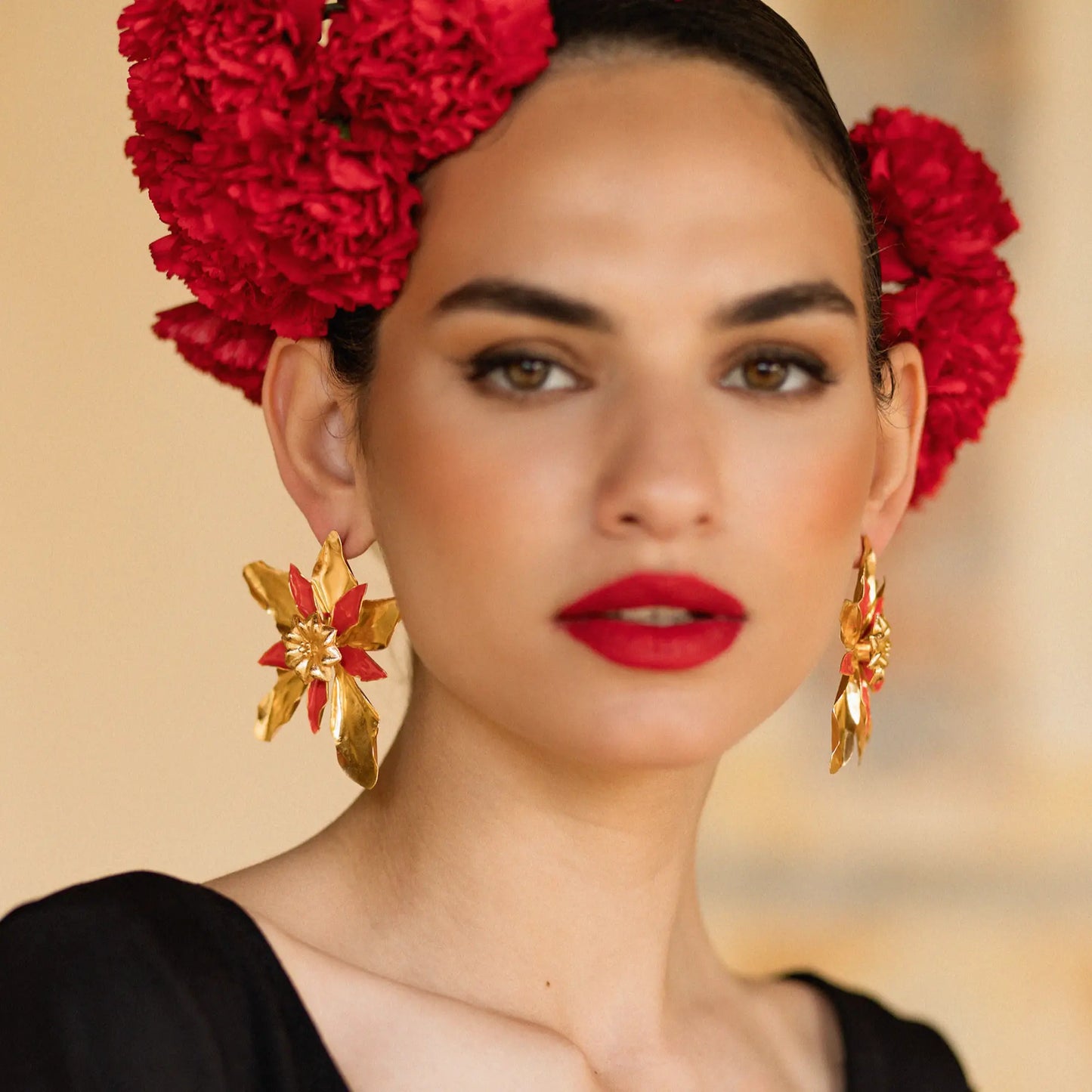 Pendientes Pétalos de Granada Rojo