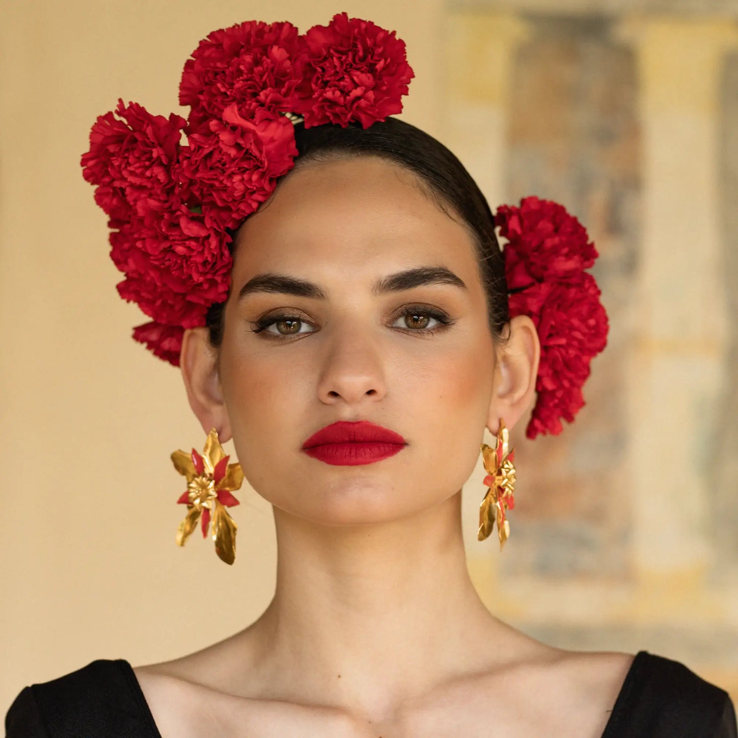 Pendientes Pétalos de Granada Rojo