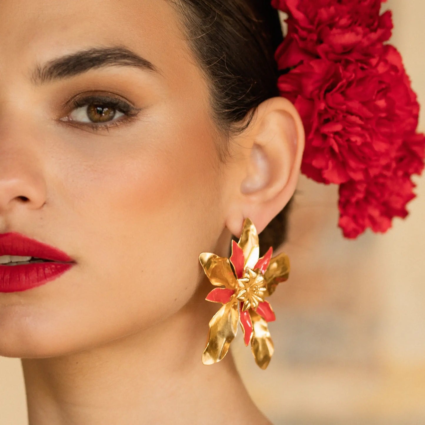 Pendientes Pétalos de Granada Rojo