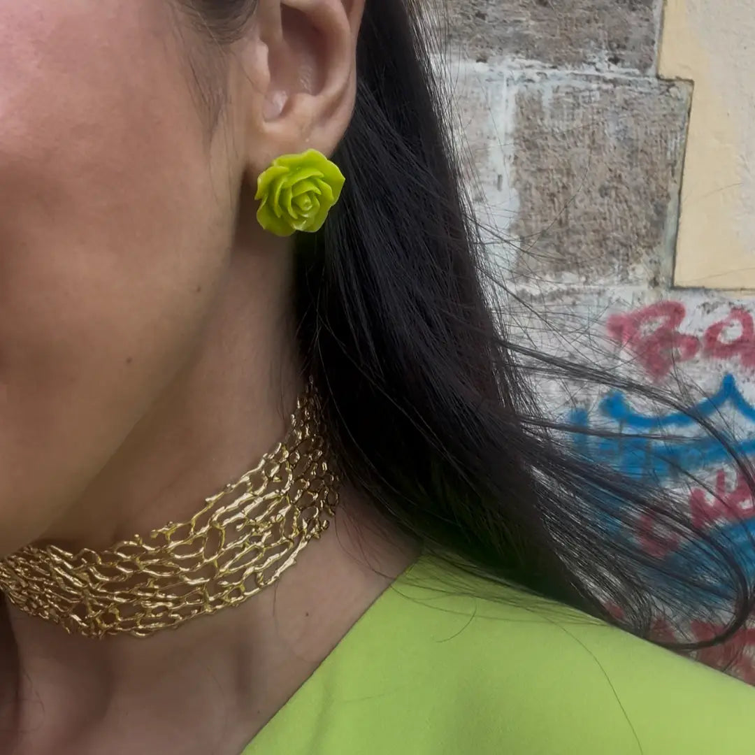 Pendientes Rosae Verde Lima