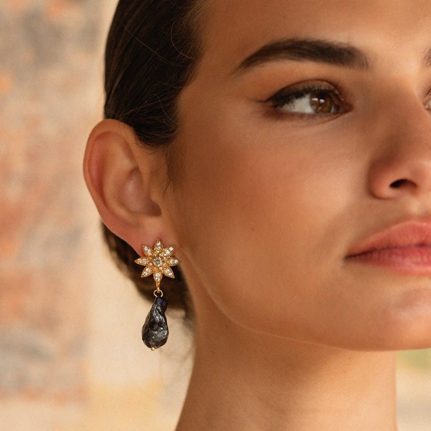 Pendientes Solaris Perla Negra