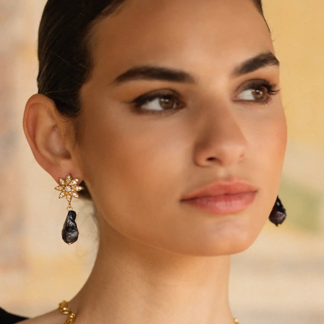 Pendientes Solaris Perla Negra