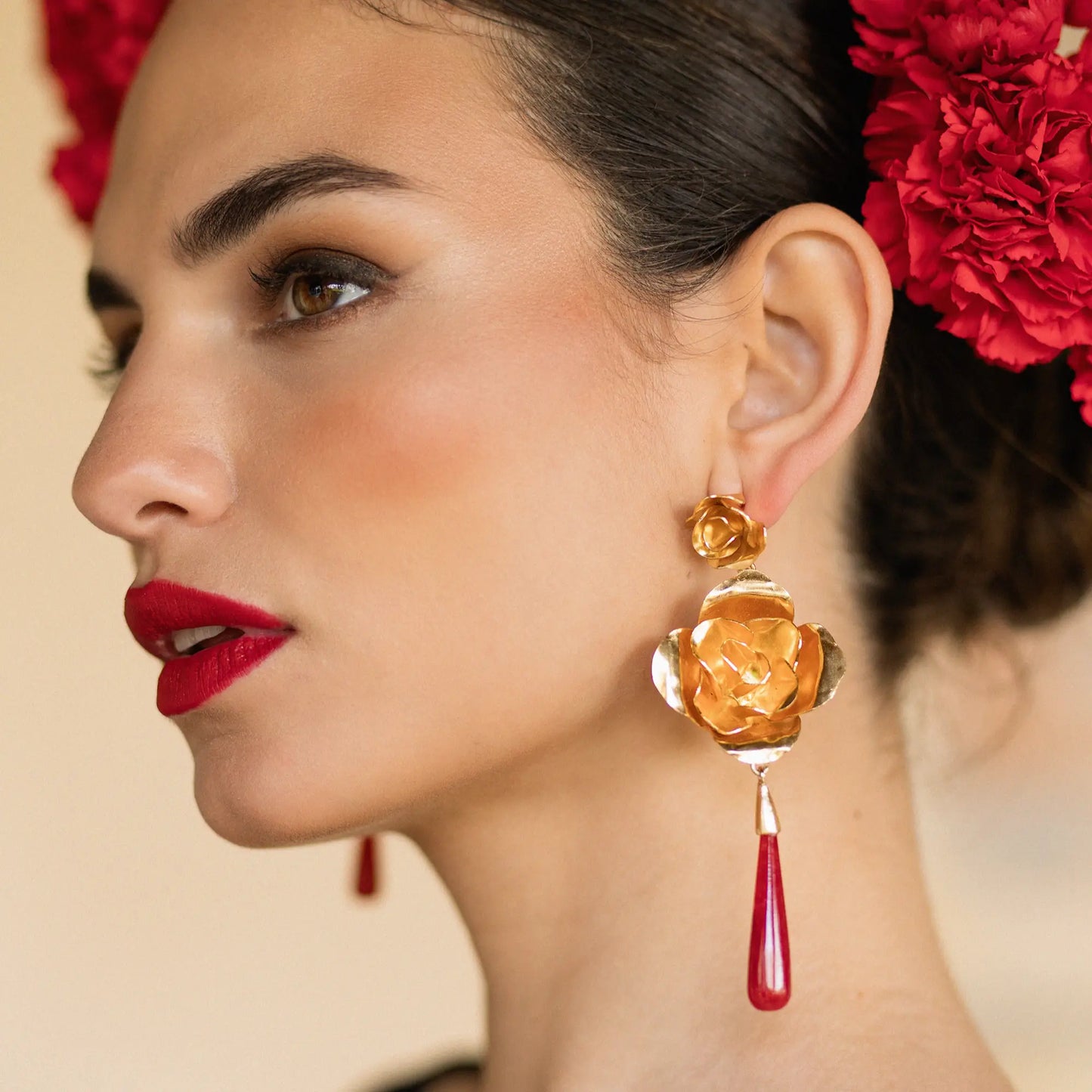 Pendientes Suspiro Flamenco Rojo