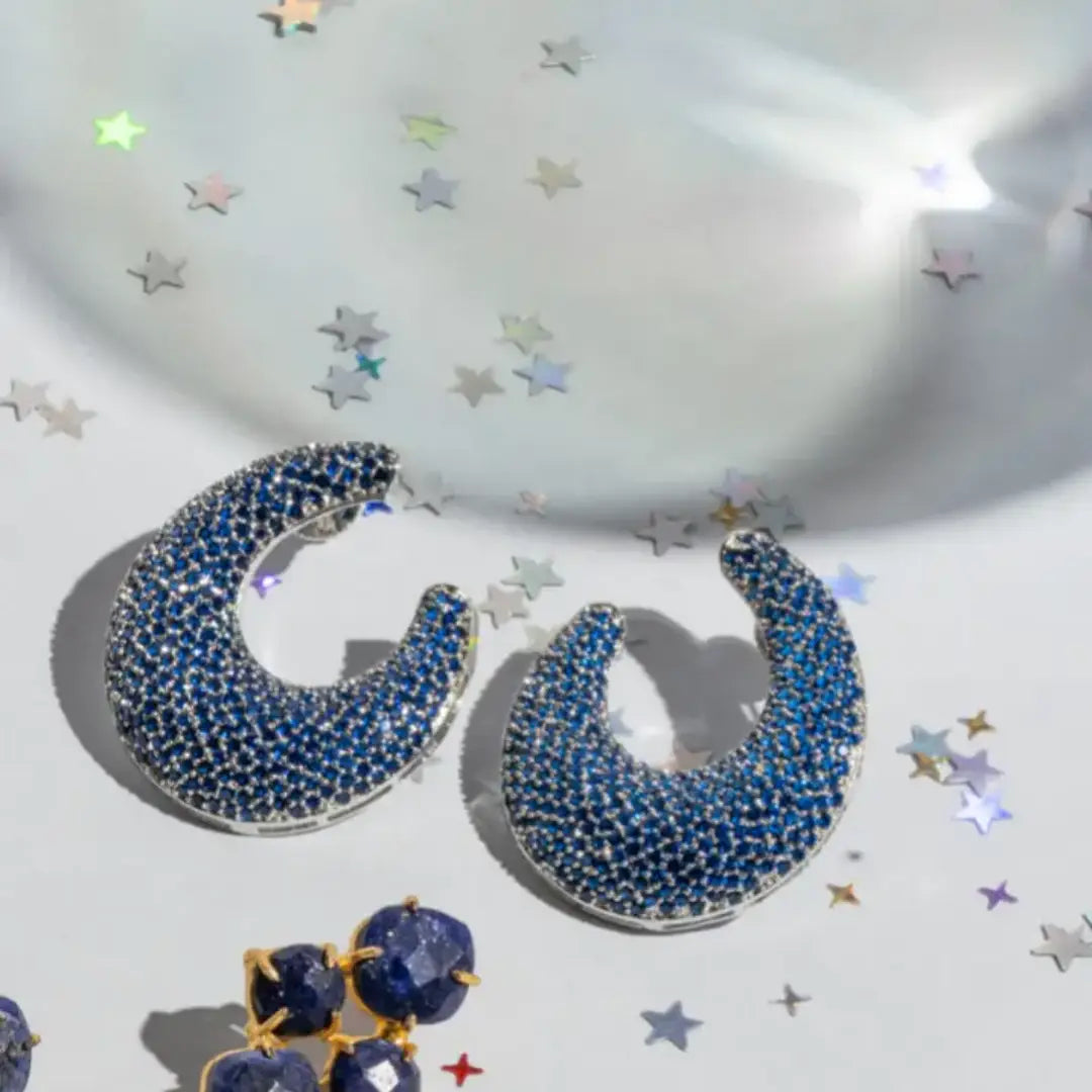 Pendientes Tartana Plata Azul