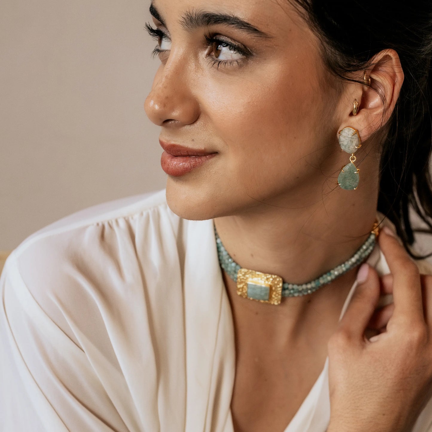 Pendientes Trovador Amazonita Verde agua