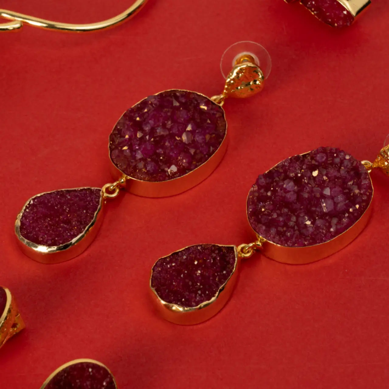 Pendientes Zafiro Burdeos rosado