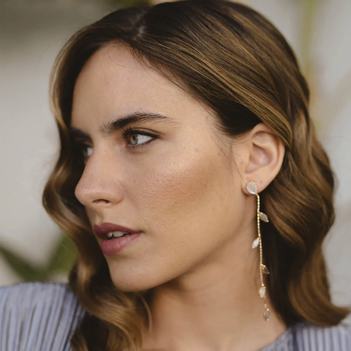 Pendientes Abril Deluxe Piedra Lunar y Labradorita