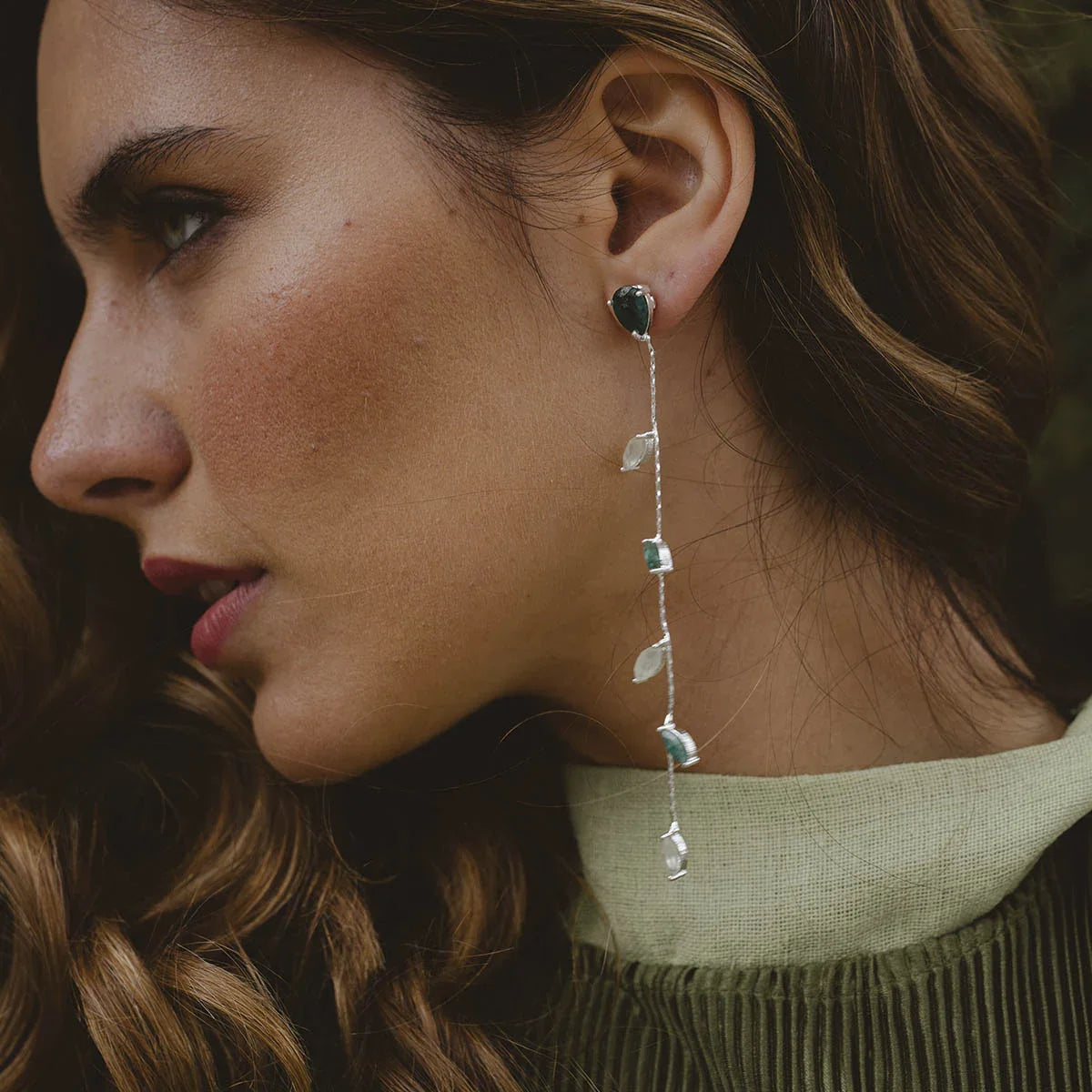 Pendientes Abril Deluxe Plata Verdes