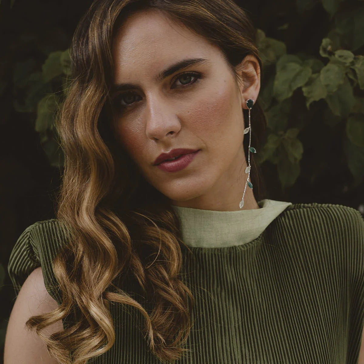 Pendientes Abril Deluxe Plata Verdes