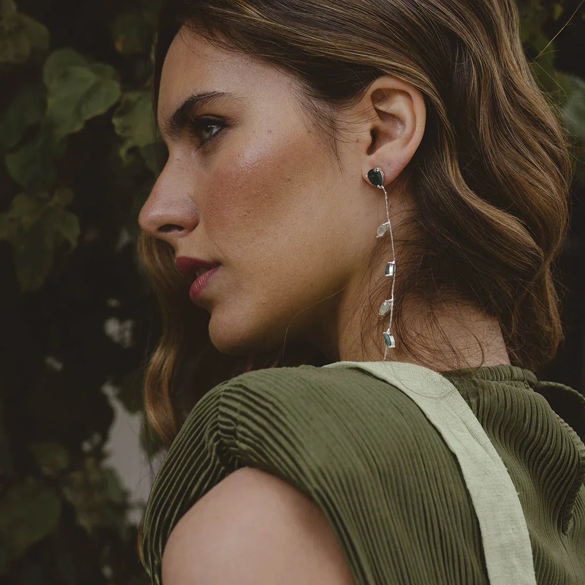 Pendientes Abril Deluxe Plata Verdes