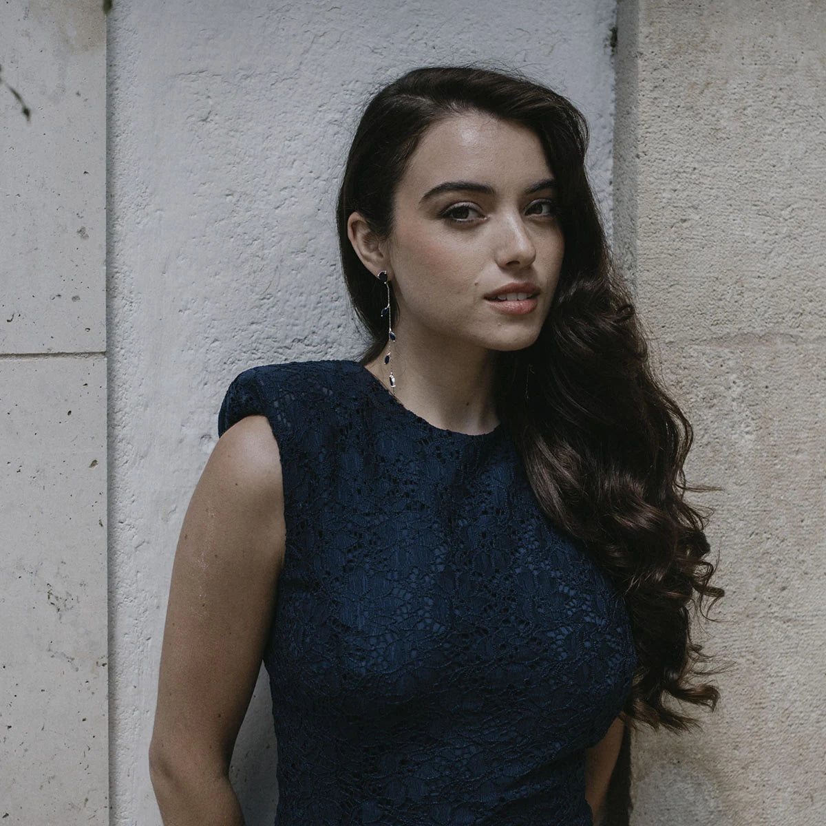 Pendientes Abril Zc Plata Azul Oscuro