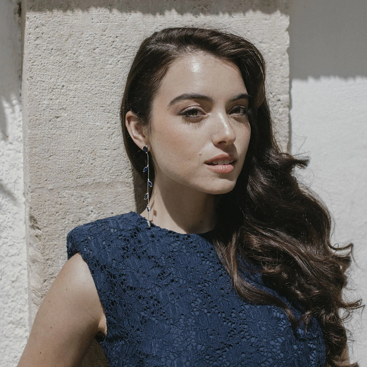 Pendientes Abril Zc Plata Azul Oscuro