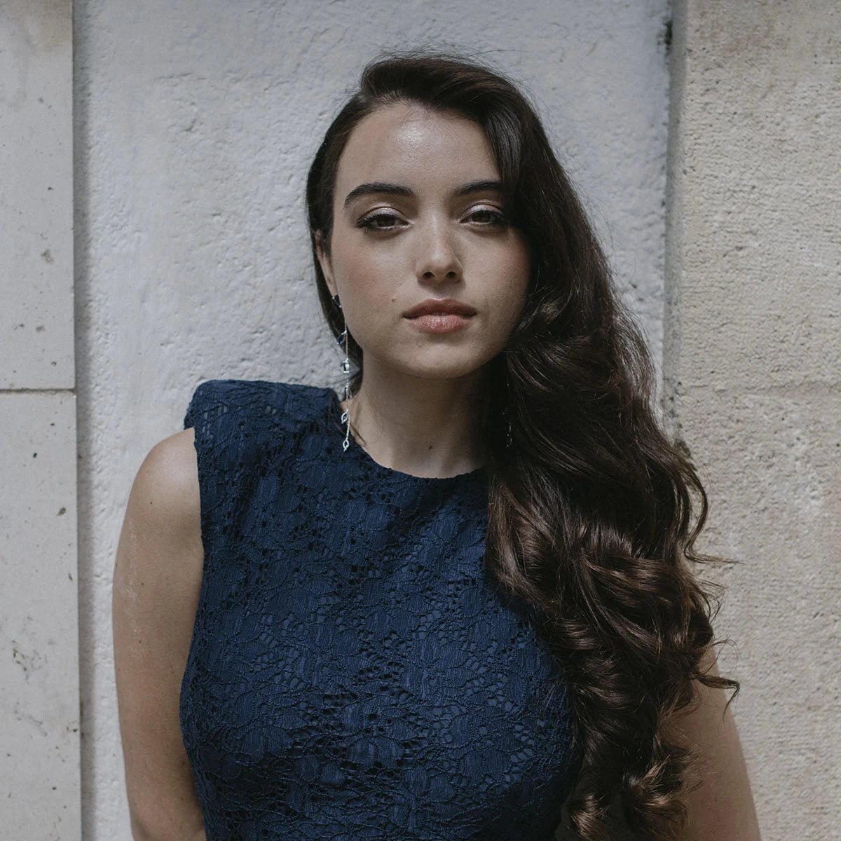 Pendientes Abril Zc Plata Azul Oscuro