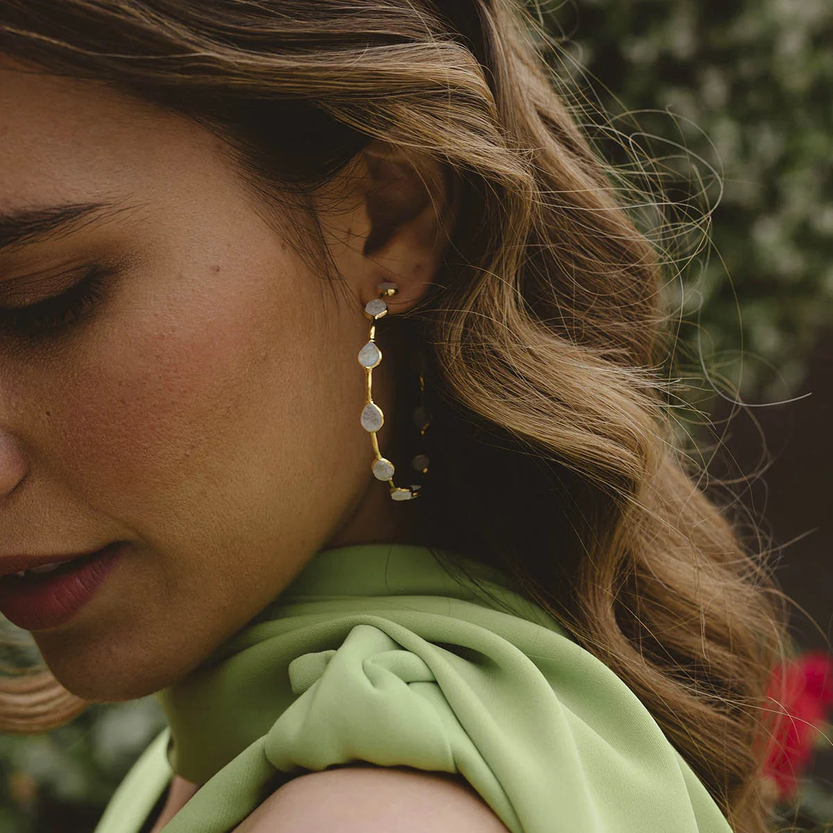 Pendientes Aros Aldar Piedra Lunar