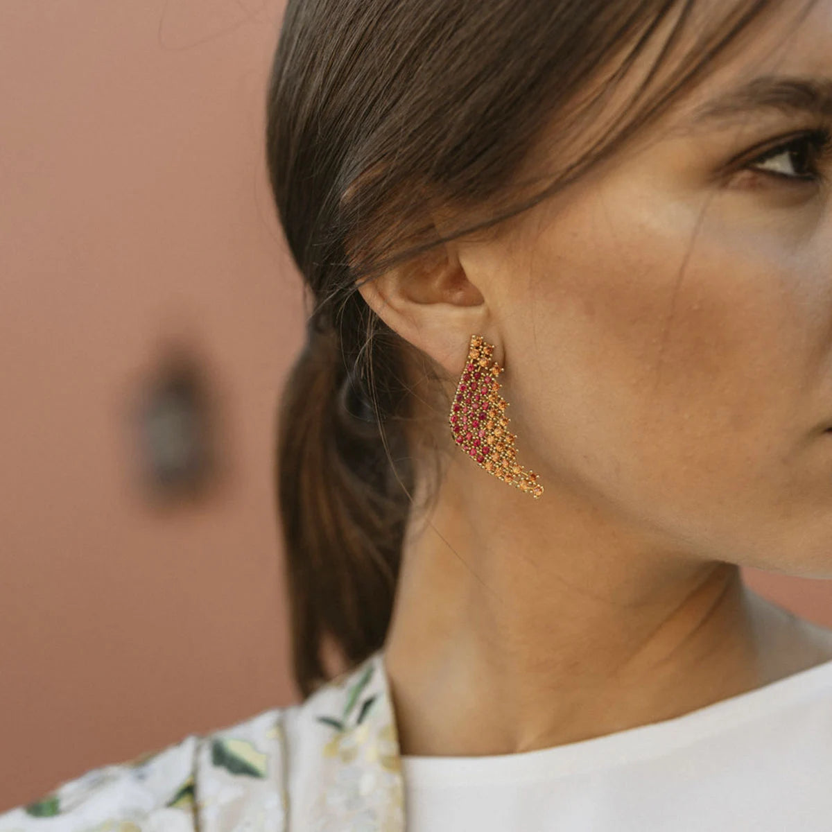 Pendientes Aleteo Naranja y Fucsia