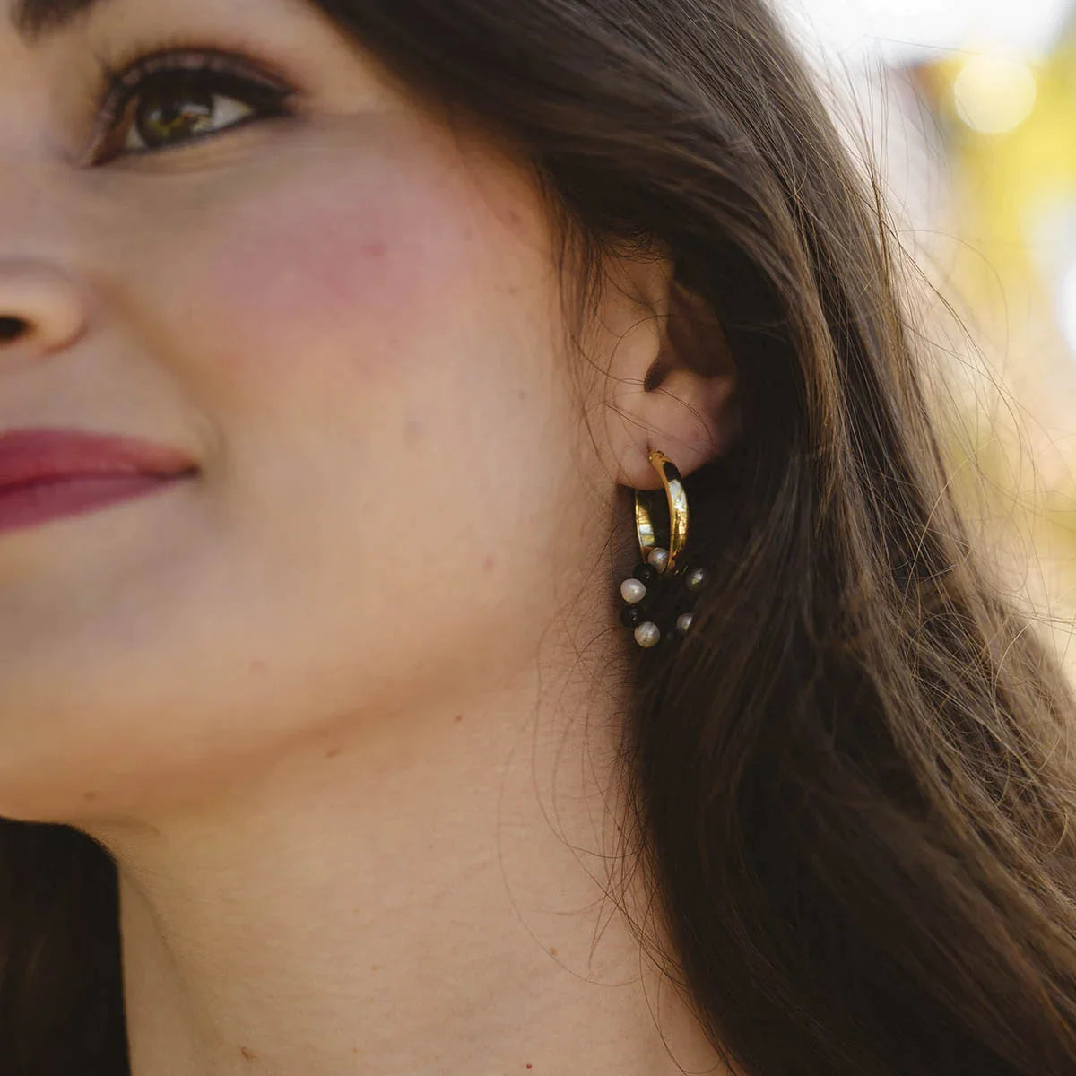 Pendientes Aros Fawn Blanco y Negro